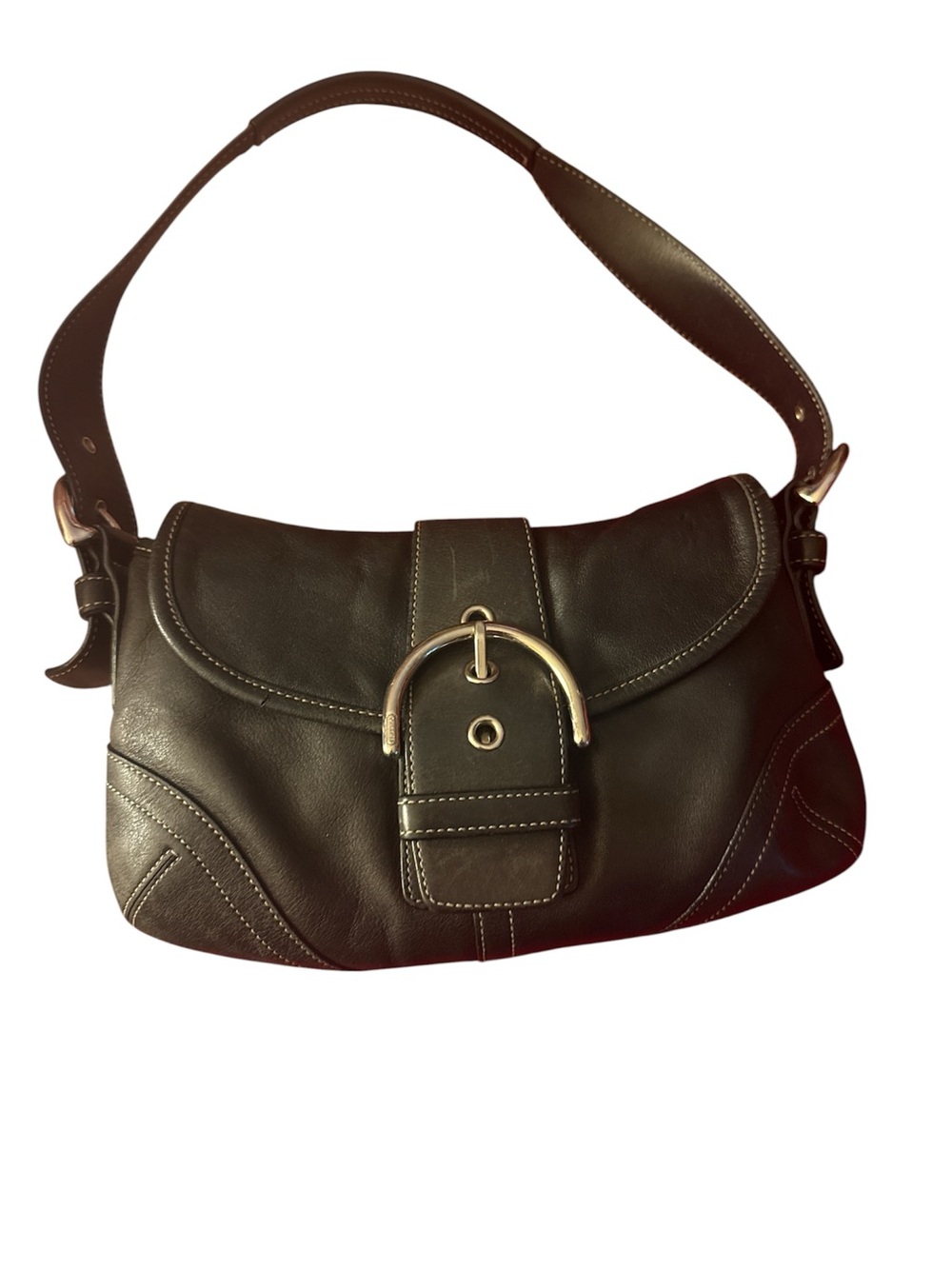 Coach Mini Soho Black Leather Shoulder Bag with Buckle
